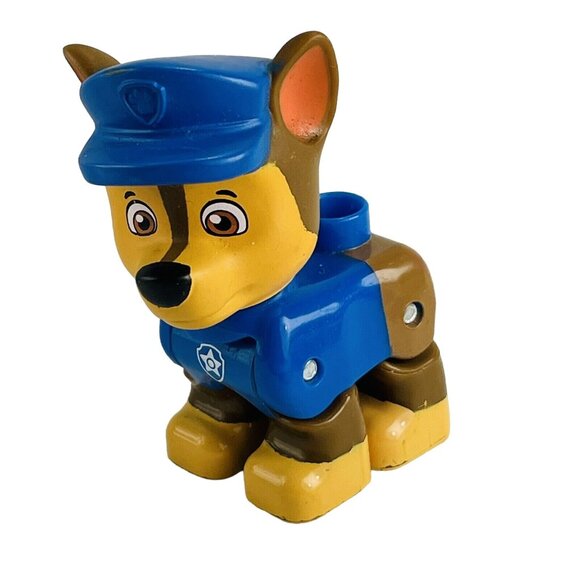 PAW Patrol Pup Lego Duplo Dog Mega Bloks figure Chase Toy Blue Uniform - Picture 1 of 8